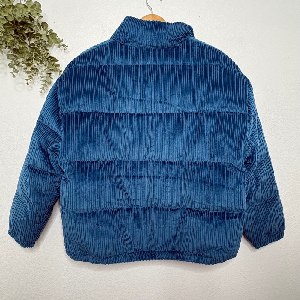 Sundance Teal Blue Corduroy Down Puffer Jacket Floral Paisley Lining Large - Picture 8 of 8
